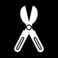 Garden scissors solid icon. vector illustration isolated on black. glyph style design, designed for web and app. Eps 10