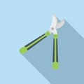 Garden secateur icon flat vector. Shears pruning