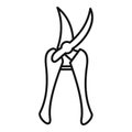 Garden secateurs icon, outline style Royalty Free Stock Photo
