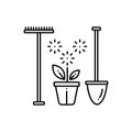 Black line icon for Garden service, scapes and real