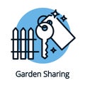 Garden sharing, key icon black outline concept sharing economy
