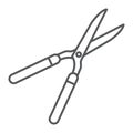 Garden shears thin line icon, farming agriculture Royalty Free Stock Photo