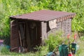 Garden shed for tools. A small shed for all garden utensils. Royalty Free Stock Photo