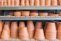 Garden shop with stone and ceramic flowerpots Royalty Free Stock Photo