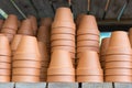 Garden shop with stone and ceramic flowerpots