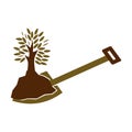 Garden shovel and tree logo Icon Illustration Brand Identity