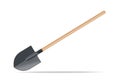 Garden shovel with wooden handle. Vector icon