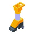 Garden shredder on wheels icon isometric vector. Agriculture tool