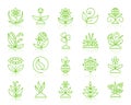 Garden simple color line icons vector set Royalty Free Stock Photo