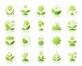 Garden simple green gradient icons vector set Royalty Free Stock Photo