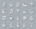 Garden simple paper cut icons vector set Royalty Free Stock Photo