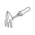 Garden small shovel rake. Hand drawn simple vector illustration.