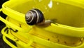 Garden snails on an yellow bucketful Royalty Free Stock Photo