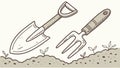 Garden Spade and Hand Fork, Essential Soil Tools, vector design Generative AI Royalty Free Stock Photo