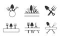Garden split monogram frame, Garden tools monogram, Garden tools monogram logo Royalty Free Stock Photo