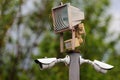 Garden spotlight with motion detectors and CCTV cameras