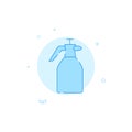 Garden sprayer, pulverizer flat vector icon. Filled line style. Blue monochrome design. Editable stroke