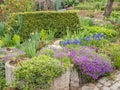 Garden in spring bloosom bed