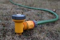 Garden sprinkler on dead lawn Royalty Free Stock Photo