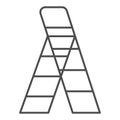 Garden stairs thin line icon, Garden and gardening concept, Stepladder sign on white background, Ladder icon in outline