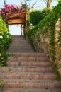 Garden Stairway with Floral Trellis