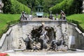 Garden with statues and fountains the castle Linderhof in Germany