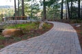 Garden Stone Brick Paver Walking Path to Backyard Deck Royalty Free Stock Photo