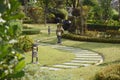 Garden stone path in park. Royalty Free Stock Photo