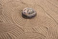 Garden of stones.Calming patterns on the sand.