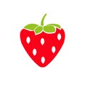 Garden strawberry fruit or strawberries flat color vector icon for food apps and websites