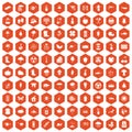 100 garden stuff icons hexagon orange Royalty Free Stock Photo