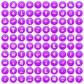 100 garden stuff icons set purple