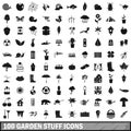 100 garden stuff icons set, simple style Royalty Free Stock Photo