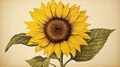 garden sunflower vintage botanical