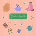 Garden supplies, set of garden elements