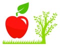 Garden symbol with tree and red apple Royalty Free Stock Photo