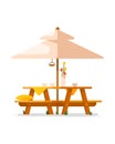 Garden table. Isolated outside wooden table