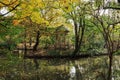 A garden temple around an artificial park pond in the garden of Villa Belgiojoso Bonaparte in Milan, Italy