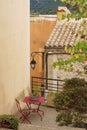 Garden terrace in french village, Cucugnan, France Royalty Free Stock Photo