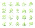 Garden simple green line icons vector set Royalty Free Stock Photo