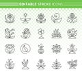 Garden simple black line icons vector set Royalty Free Stock Photo