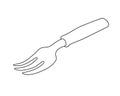 Garden tool - fork for dividing the bush. Garden landing fork - vector linear picture for coloring. Gardening in the spring. Outli