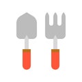 Hand fork and trowel, flat icon vector Royalty Free Stock Photo