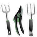 Garden tool set, vector illustration, fork, rake Royalty Free Stock Photo