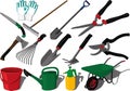 Garden farm kaleyard tools vector set