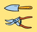 Garden tools doodle style