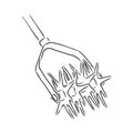 Garden tools, hoe, chopper, baking powder garden baking powder vector sketch illustration Royalty Free Stock Photo