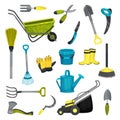 Garden Tools and Items for Agriculture and Soil Cultivation Big Vector Set