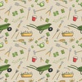 Garden tools seamless pattern Royalty Free Stock Photo