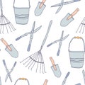 Garden tools set seamless pattern Royalty Free Stock Photo